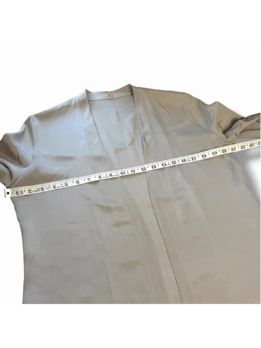 Peter Cohen Small 100% Silk 3/4 Slv Gray Open Front Cardigan Quiet Luxury READ